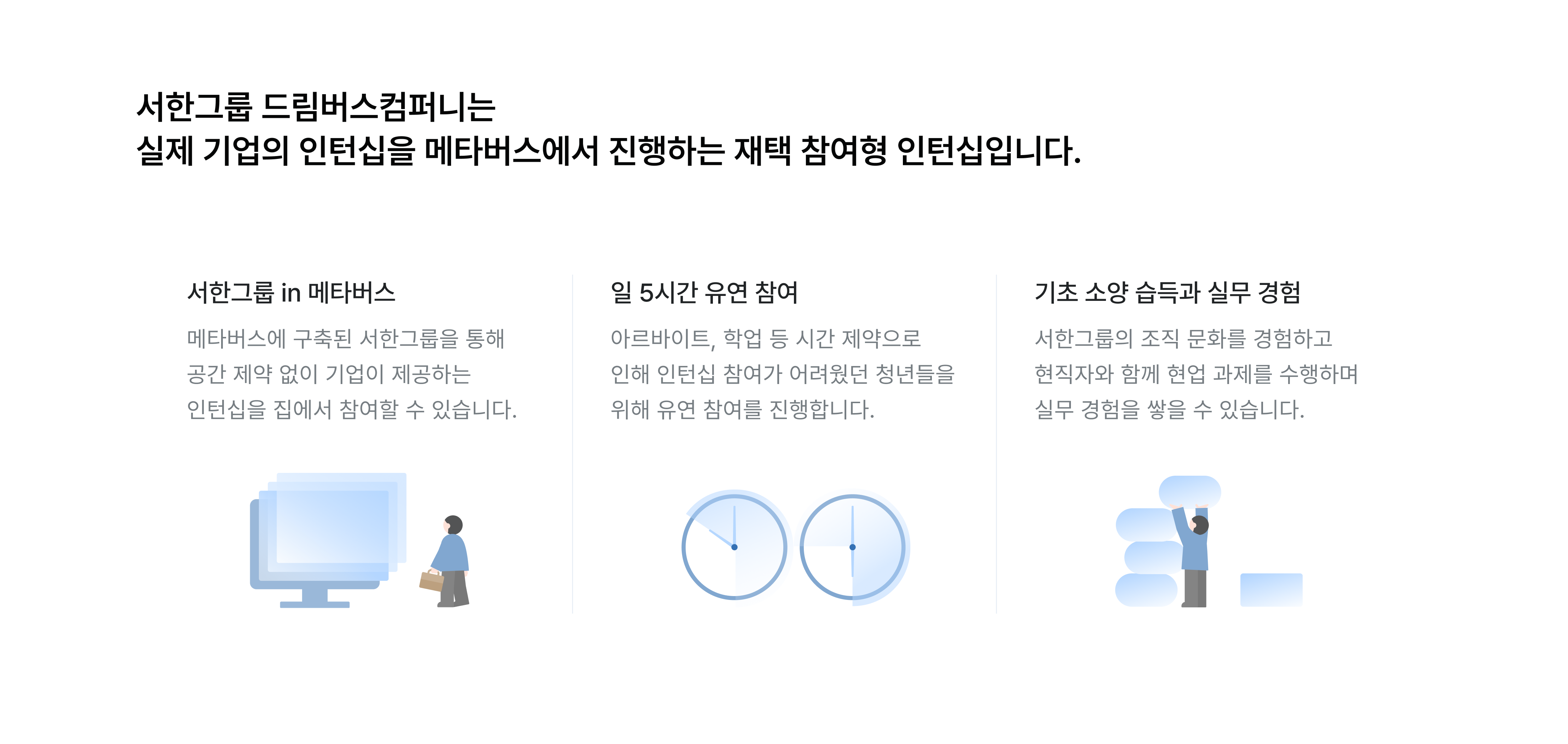 서한그룹 드림버스컴퍼니, 메타버스 인턴십, 재택 참여형, 일 5시간 유연 참여, 기업 인턴십, 실무 경험, 기초 소양 습득, 서한그룹 인턴, 메타버스 채용, 유연근무, 학업 병행 가능, 아르바이트 병행, 온라인 인턴십, 기업문화 경험, 재택근무, 디지털 인턴십