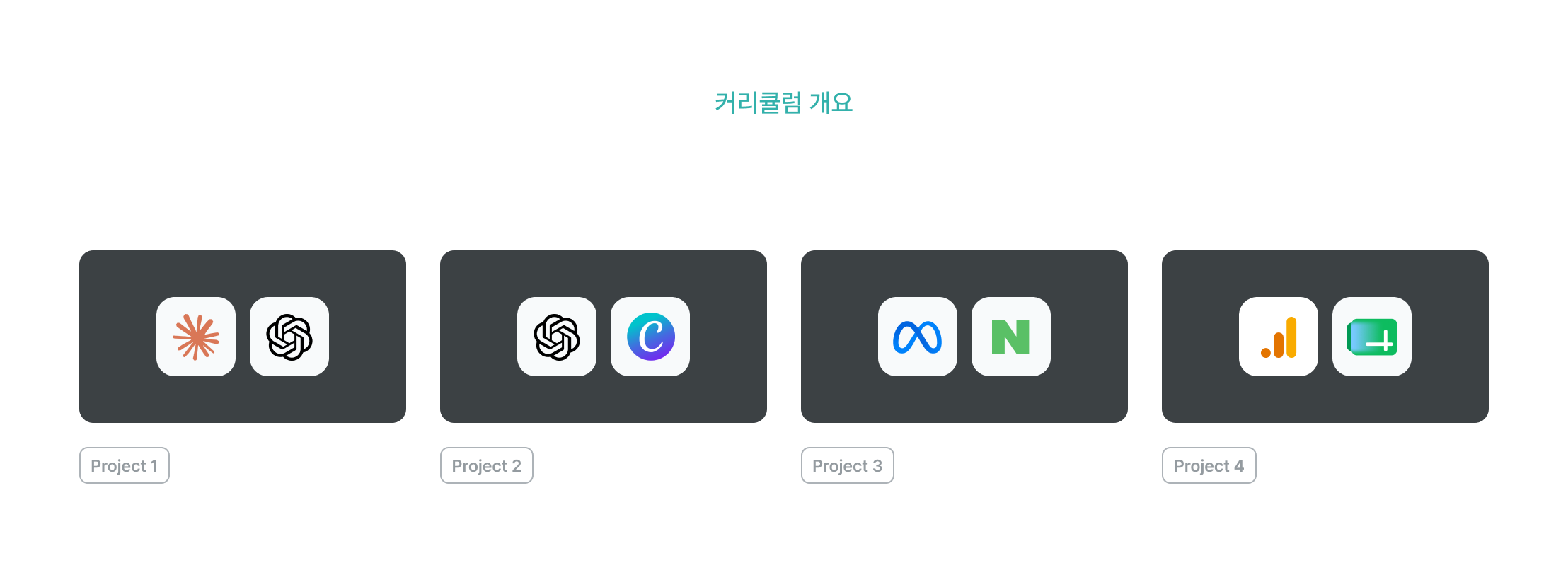 커리큘럼 개요, 실무 툴 활용, 마케팅 기초, 브랜드 마케팅, 콘텐츠 마케팅, 퍼포먼스 마케팅, 광고 데이터 분석, Claude, ChatGPT, Canva, Meta, 네이버 광고, GA4, Google Analytics, 마케팅 프로젝트, 생성형 AI 툴, 데이터 분석 툴, 마케팅 역량